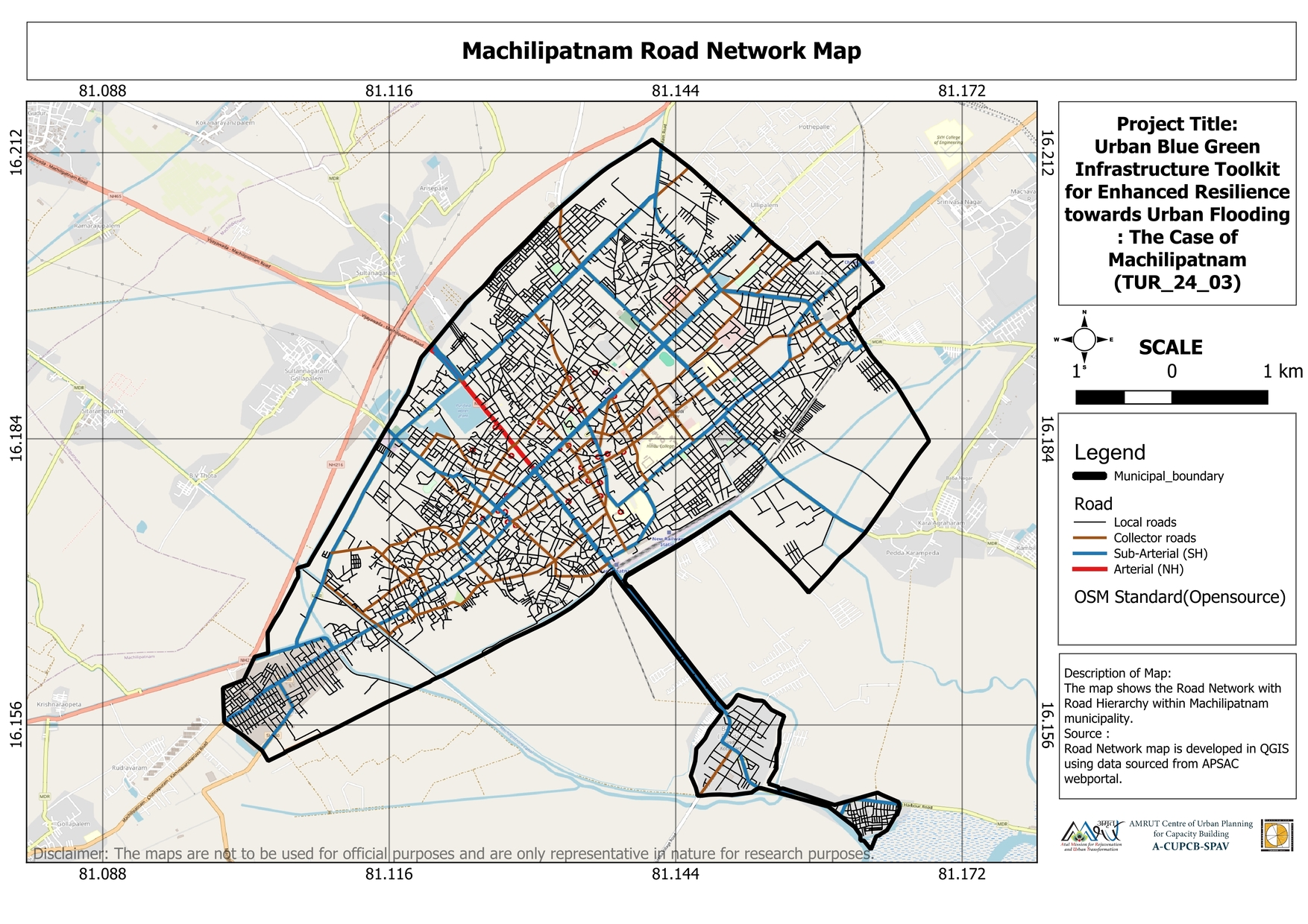 Machilipatnam Road Network Map